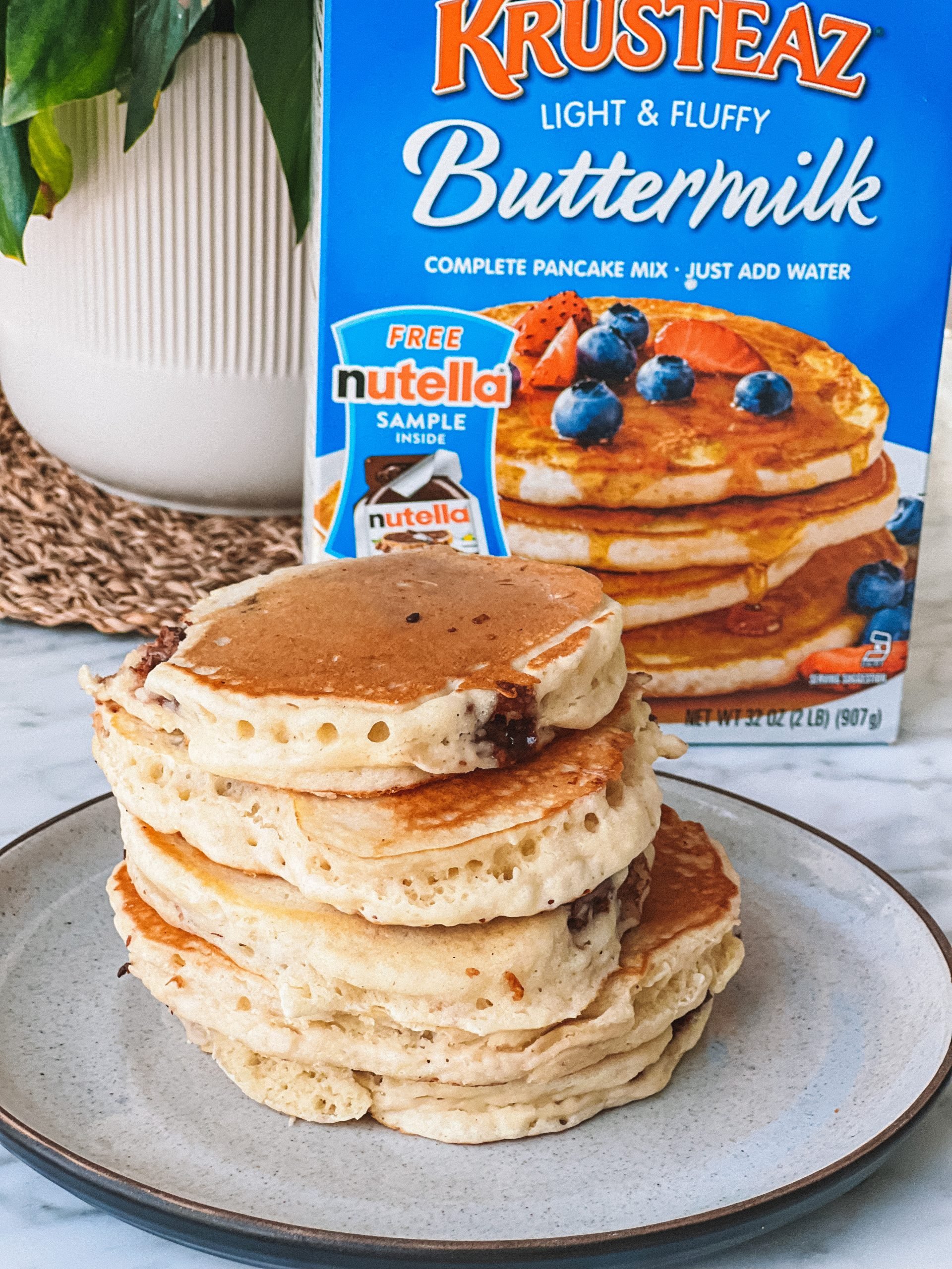 Best Nutella Stuffed Pancakes made with Krusteaz - Everything Delish