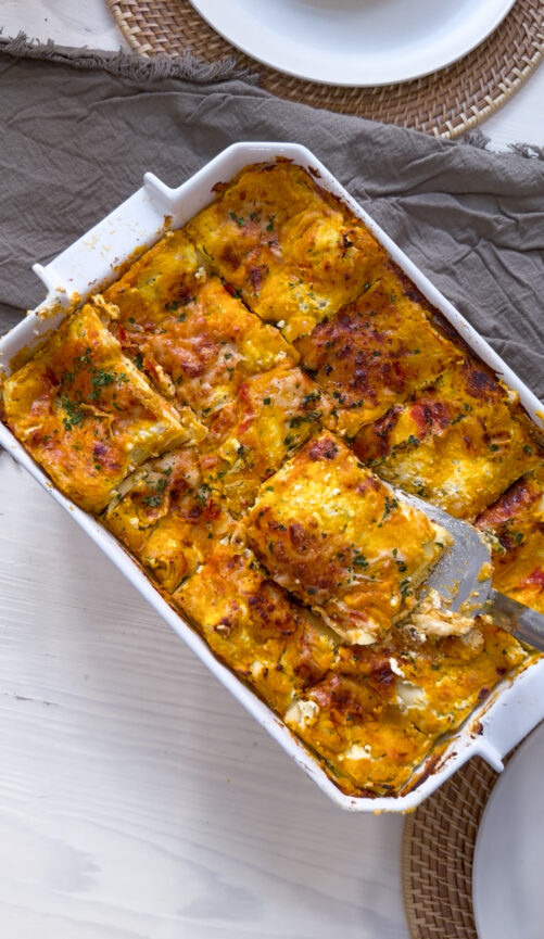 Butternut Squash Lasagna with Roasted Tomato & Caramelized Onions