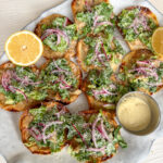 Smashed Caesar Salad Tacos with Pickled Red Onions