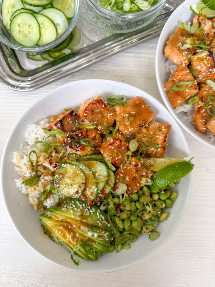 Sticky Honey Miso Salmon Bowls